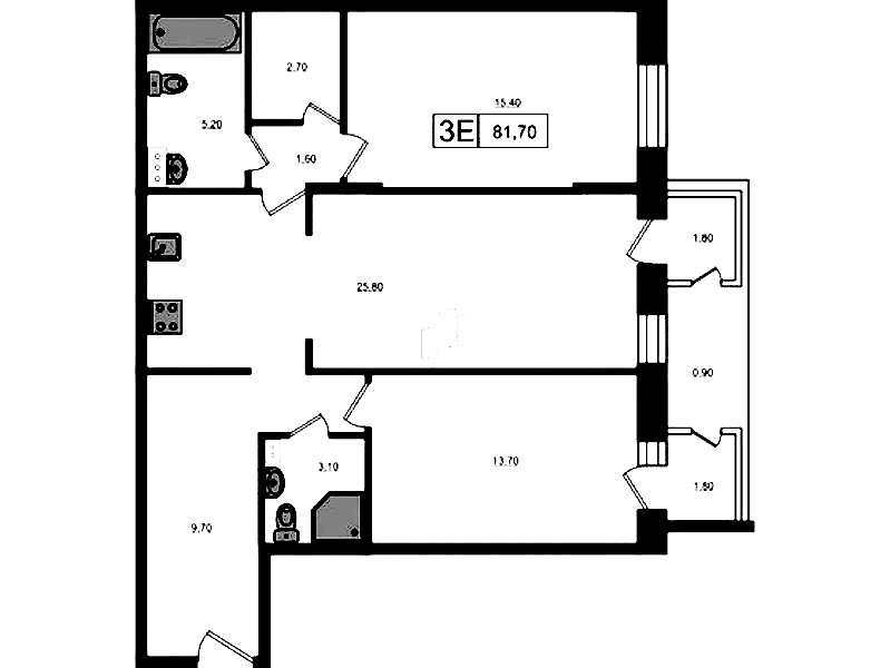 2-комнатная квартира 81.7 м², 3/3 эт., ЖК «VEREN Village Стрельна»